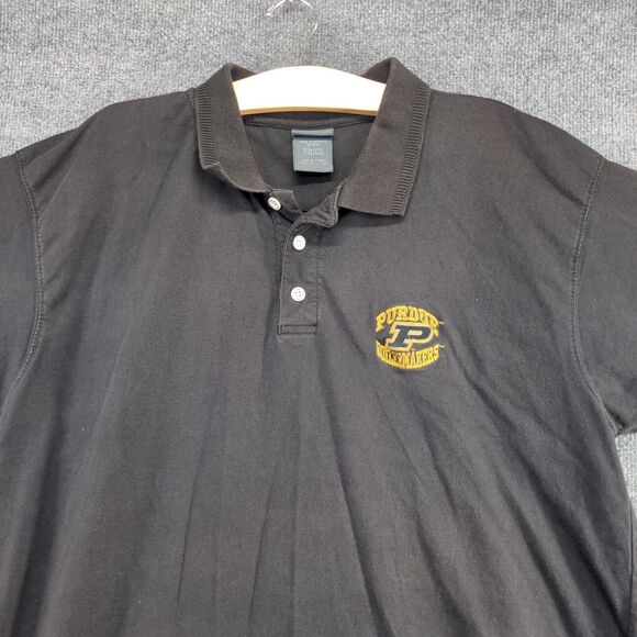 Pro Edge Men's Purdue Boilermakers Polo Shirt Black XL Short Sleeve Straight Hem - Picture 3 of 13